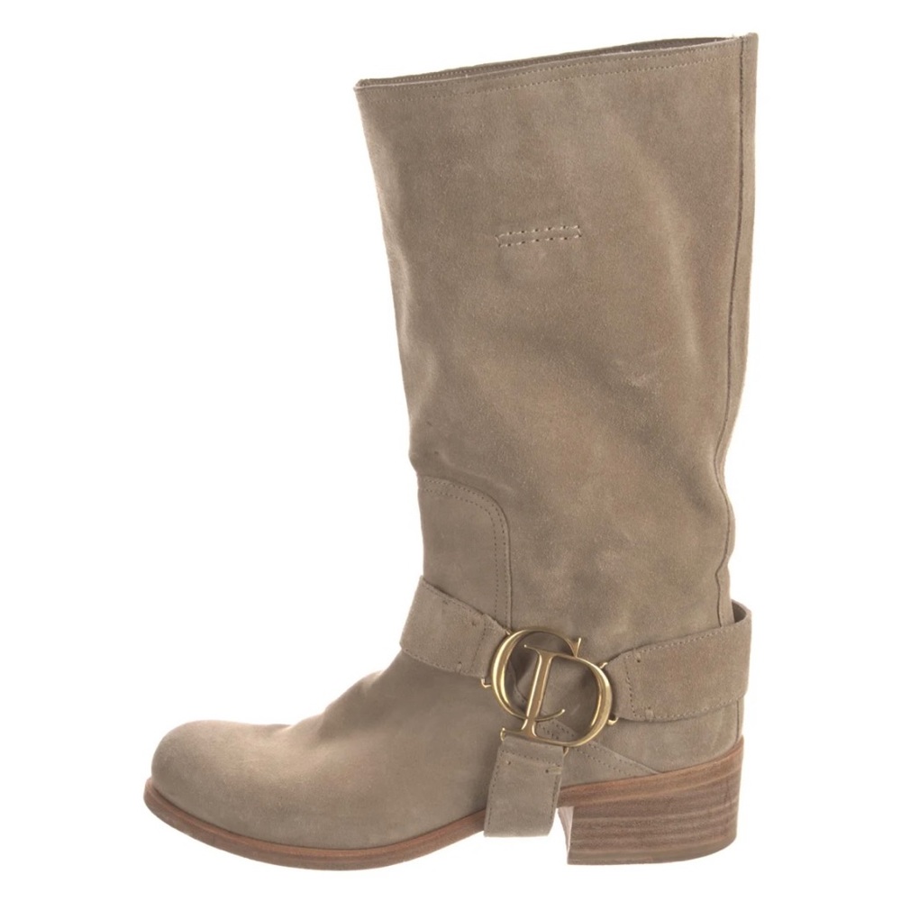Christian Dior Suede Moto Boots